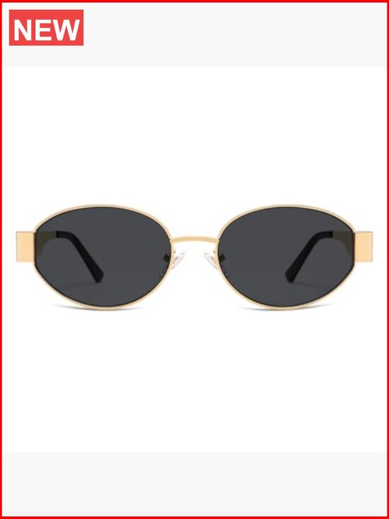 Retro Oval Oversized Sunglasses UV400 Protection Metal Frame main image 6